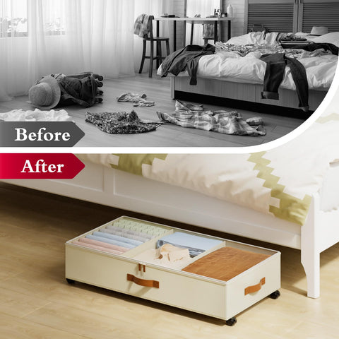 Yecaye beige storage blends with décor while keeping items tucked away
