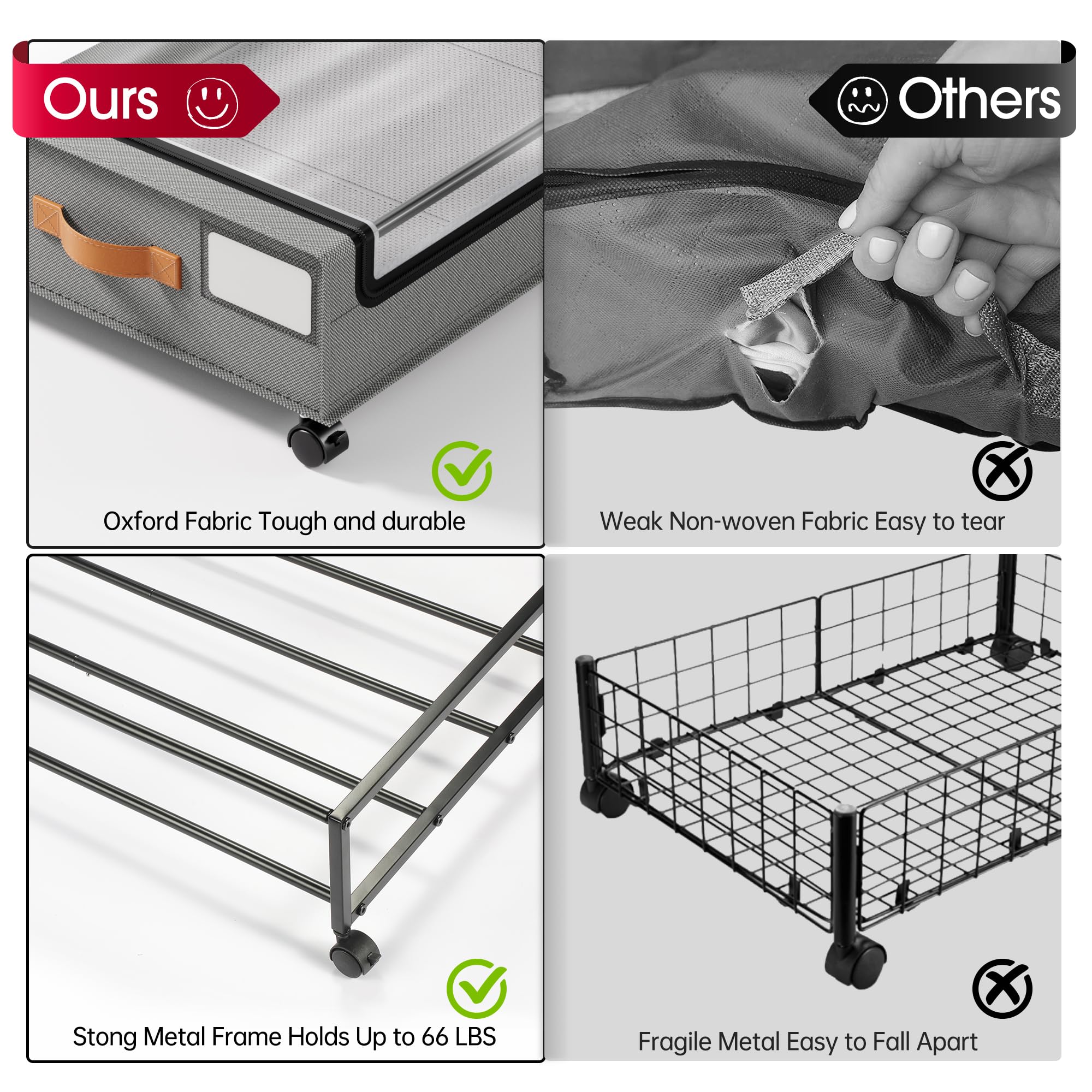 Yecaye under-bed storage clear window lets you see contents