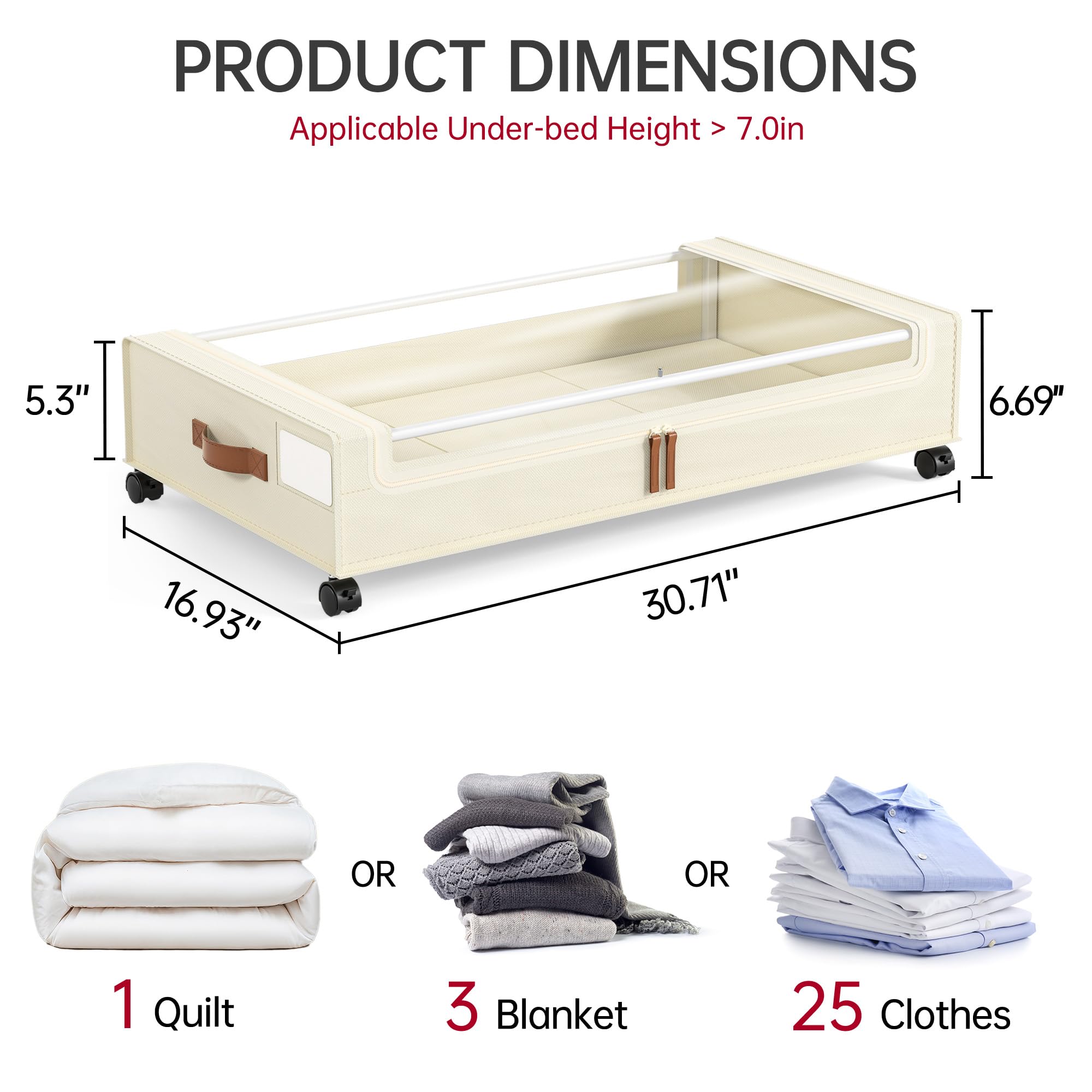 Yecaye under bed storage with clear window for quick item identification.