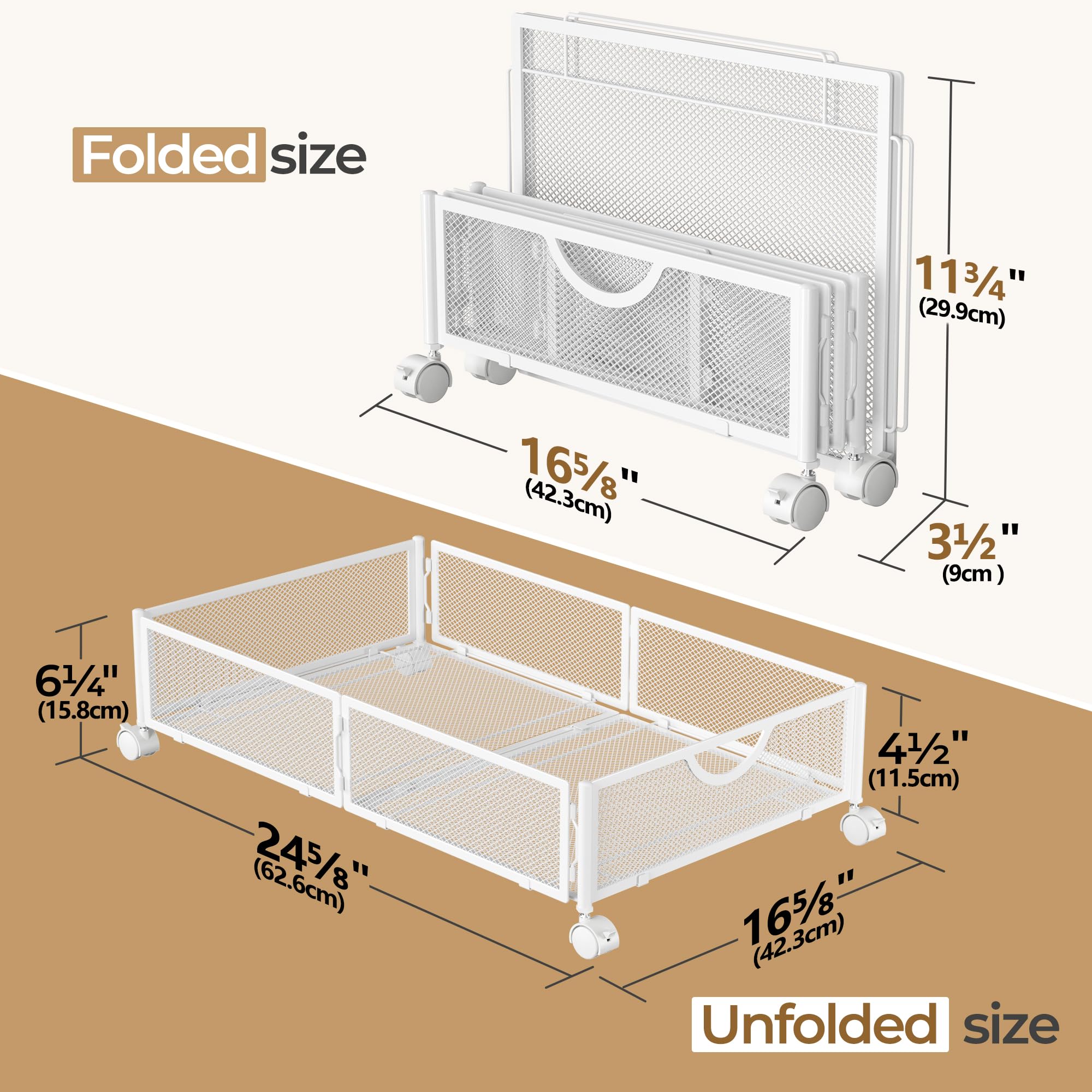 Yecaye under-bed storage for clothes organization with white finish