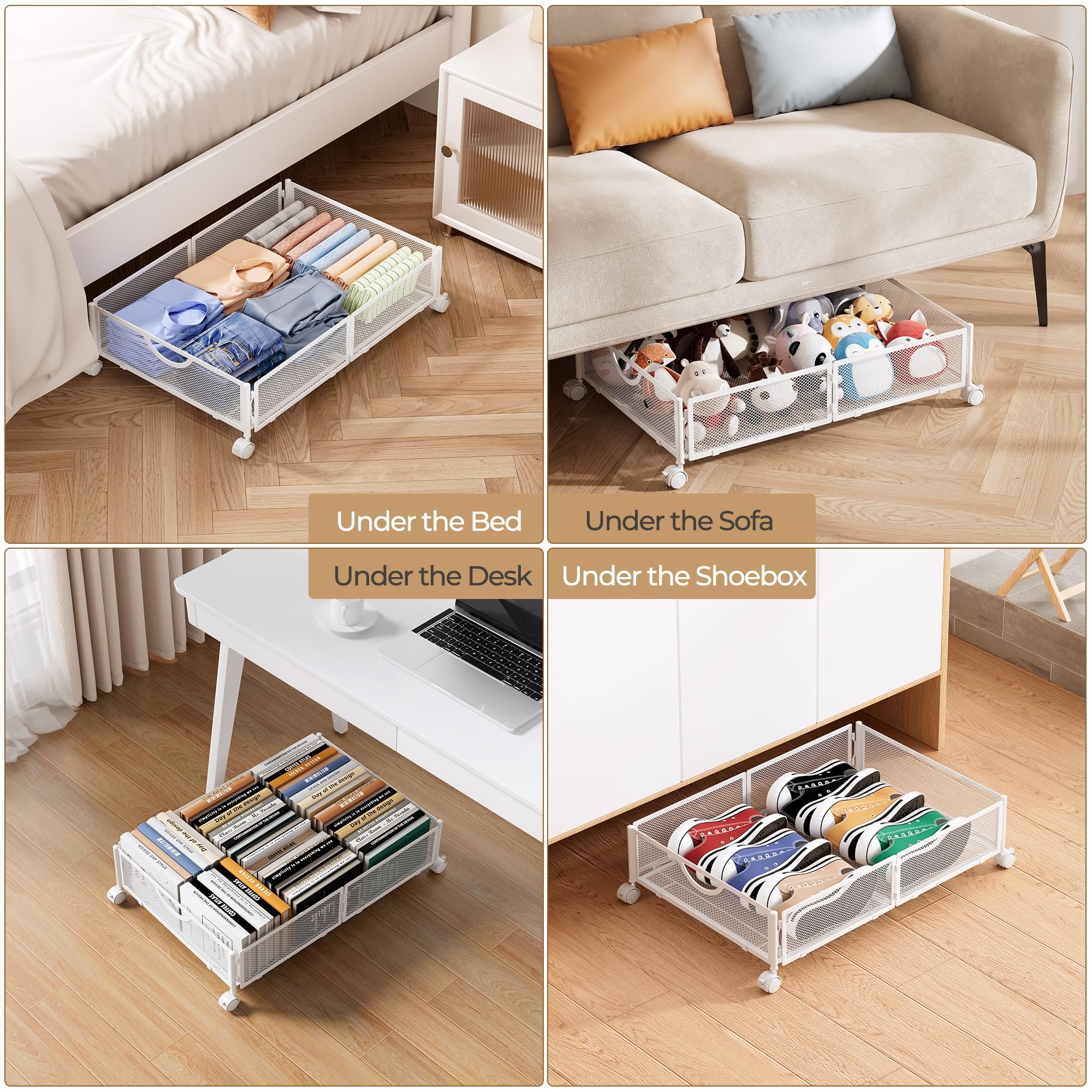 Yecaye metal-frame under-bed storage assembled and ready to use