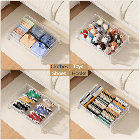 Yecaye under-bed storage used for organizing shoes in a bedroom