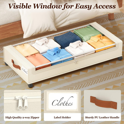 Yecaye under-bed storage 360 wheels promote smooth mobility