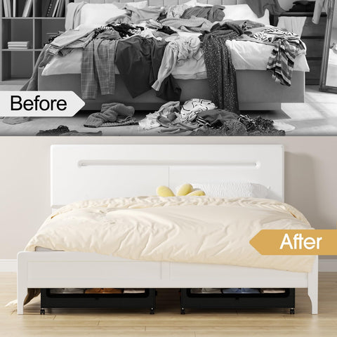 Yecaye under bed storage with wheels, sturdy metal frame and support.