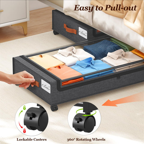 Yecaye 85L under-bed drawers fit apartments, dorms, and small closets.