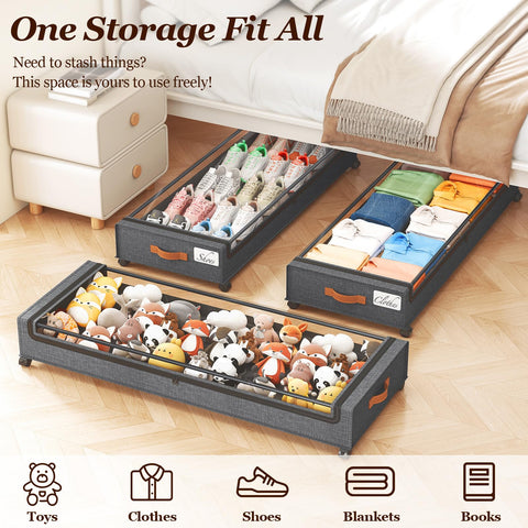 Yecaye easy-assembly under-bed storage arrives ready to use.