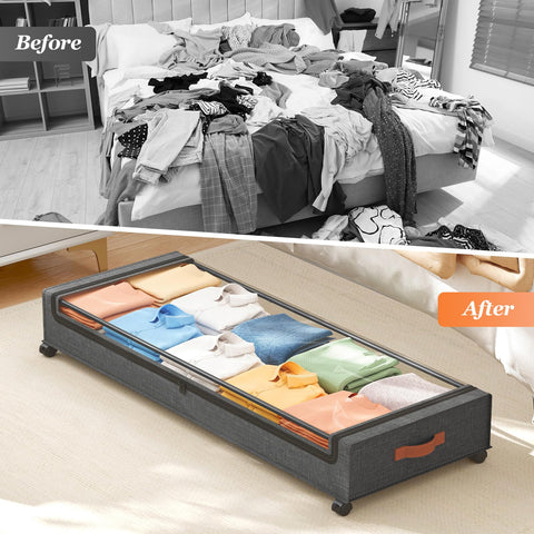 Yecaye 85L rolling bin helps optimize space under sofas and beds.