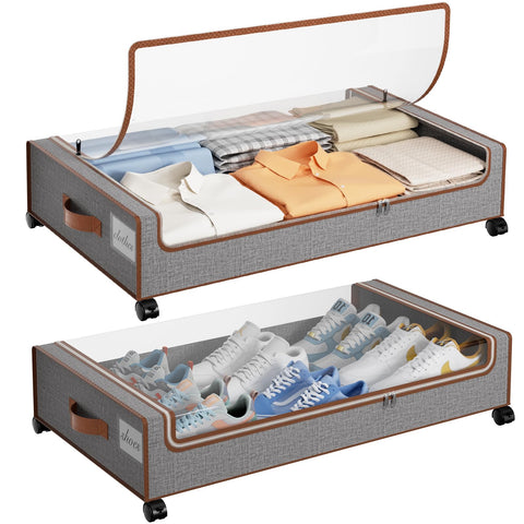 Yecaye under-bed storage with wheels during assembly for easy glide.