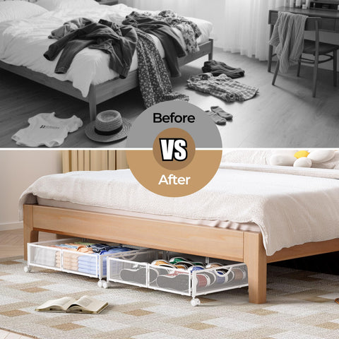 Yecaye under-bed storage with locking wheels for stable placement