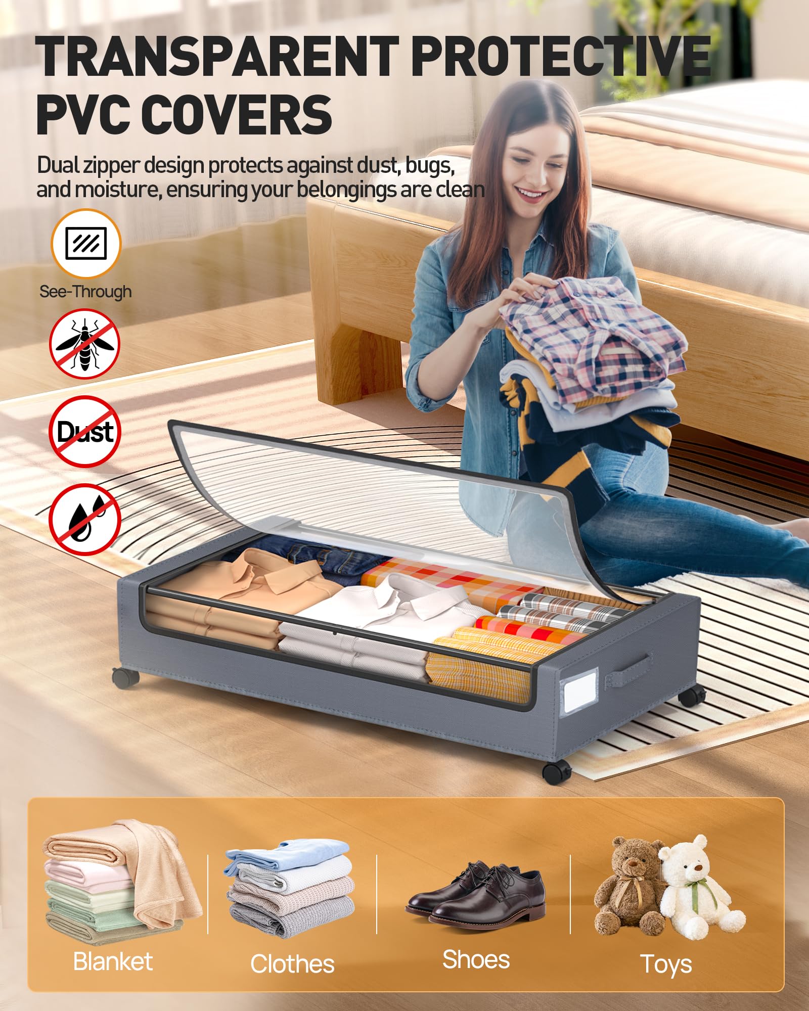 YEEBONIX dust-proof zipper keeps clothes clean and protected.