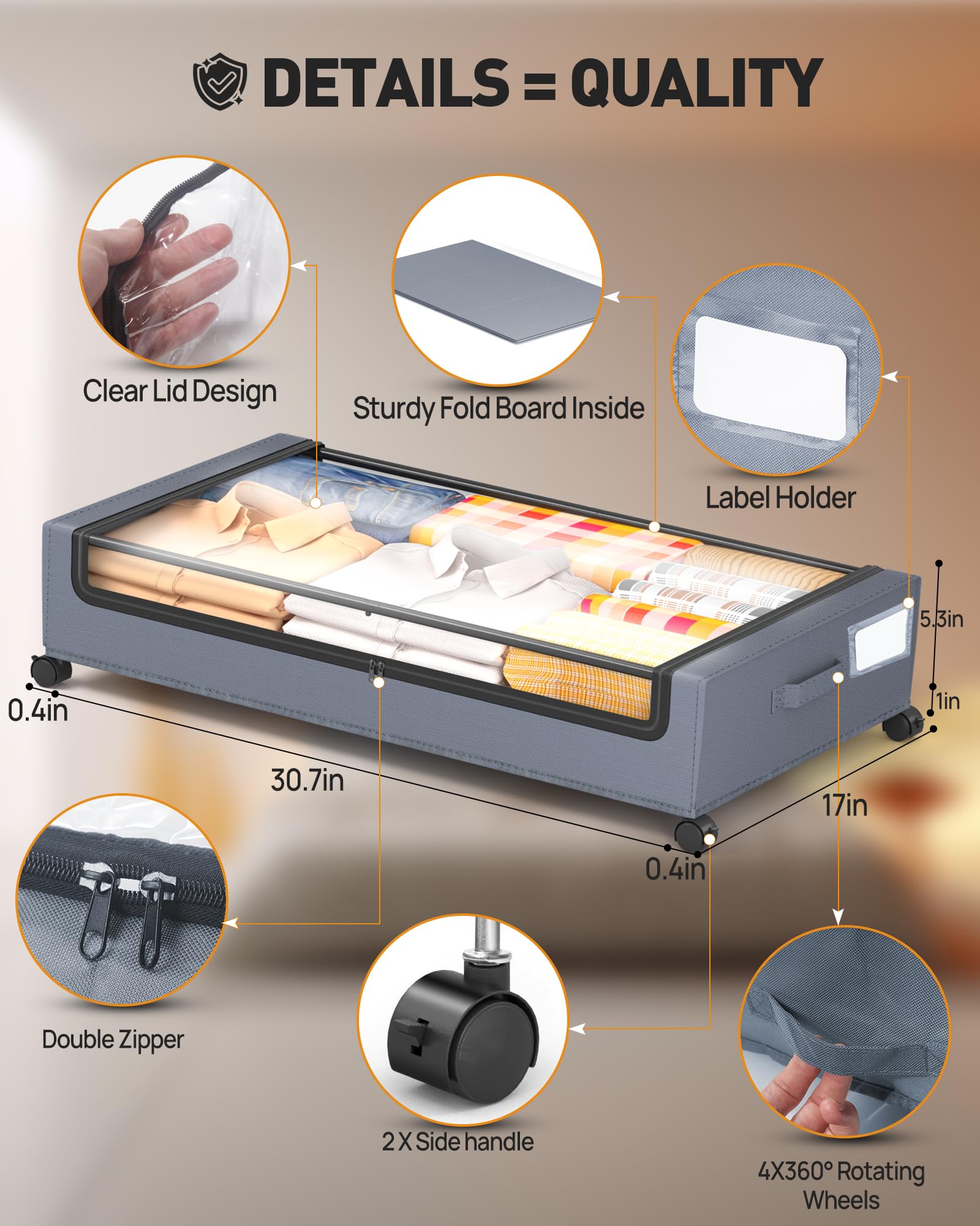 YEEBONIX side handles simplify lifting and positioning under beds.