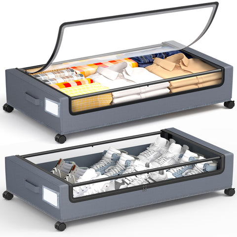 YEEBONIX under-bed storage 60L with wheels and handles for easy access.