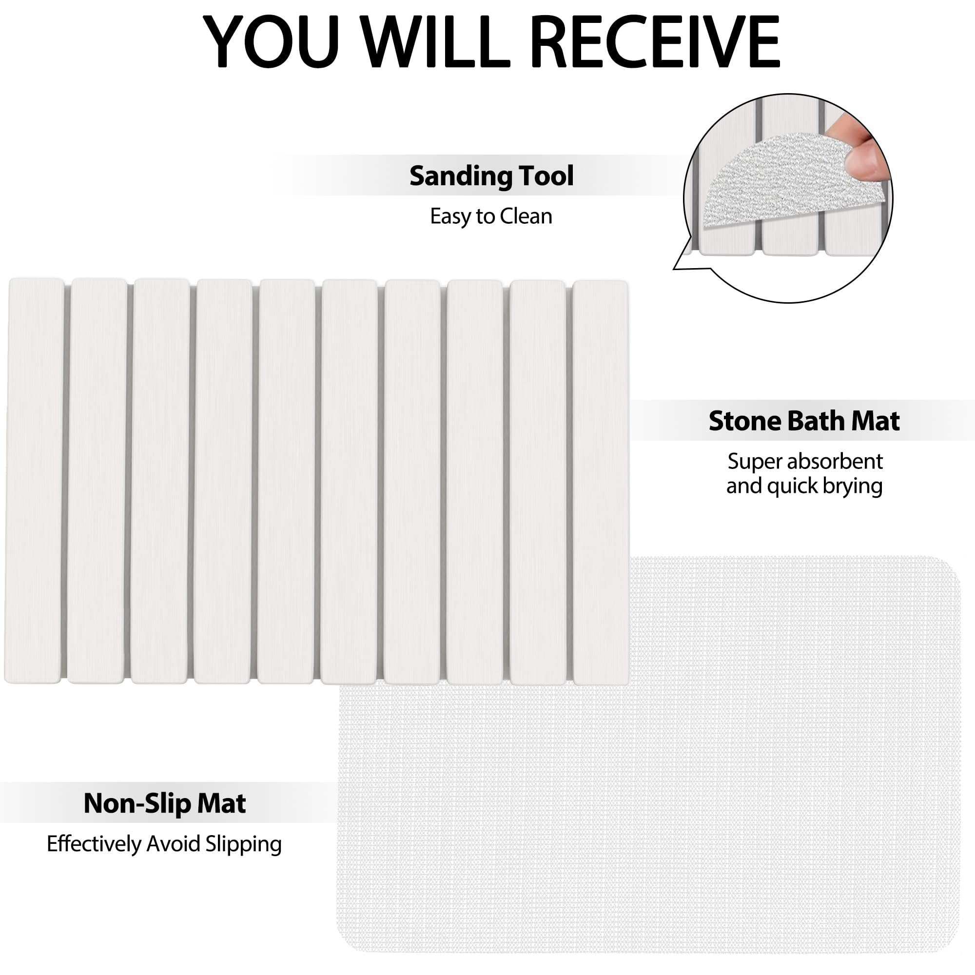 YEECOPON stone bath mat suited for bathrooms, kitchens, and entryways.