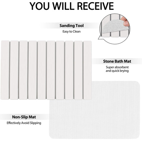 YEECOPON stone bath mat suited for bathrooms, kitchens, and entryways.