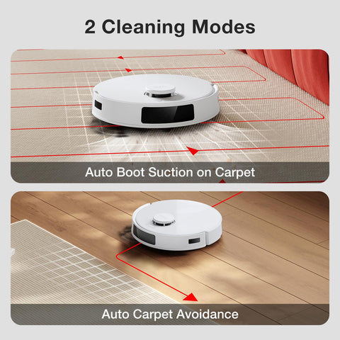 Yeedi C12 Plus app control screen illustrates customizable modes and map editing.