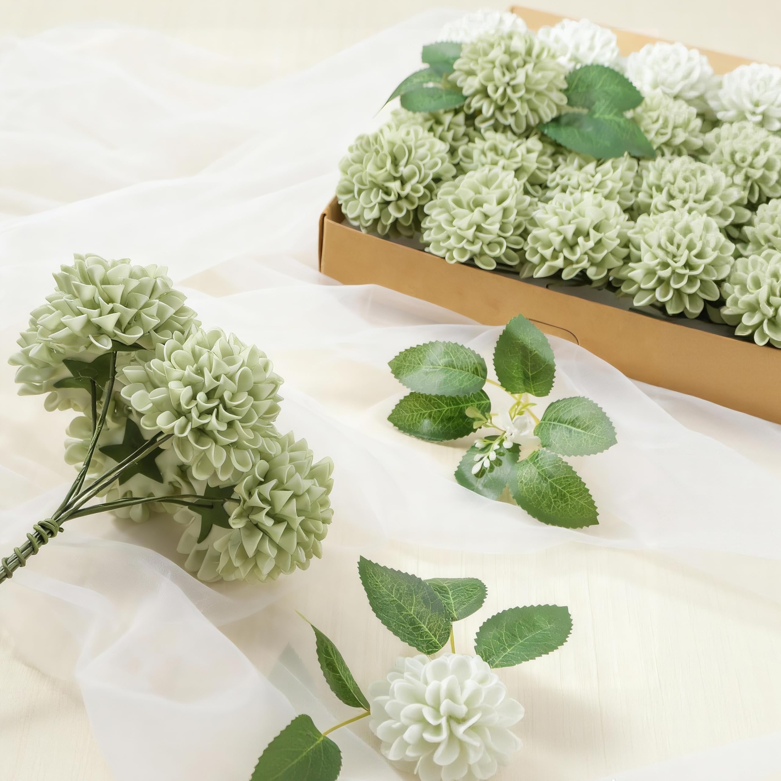 YEEFLORA sage green rose bouquet close-up showing petal texture and color