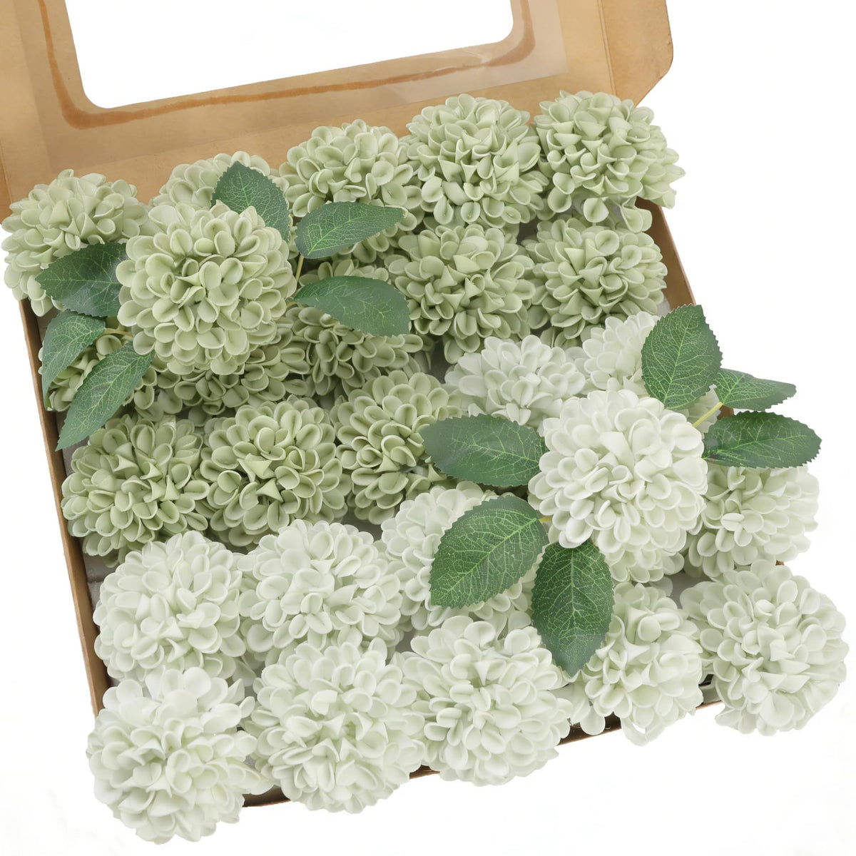 YEEFLORA sage green rose bouquet close-up highlights lifelike petals for wedding decor