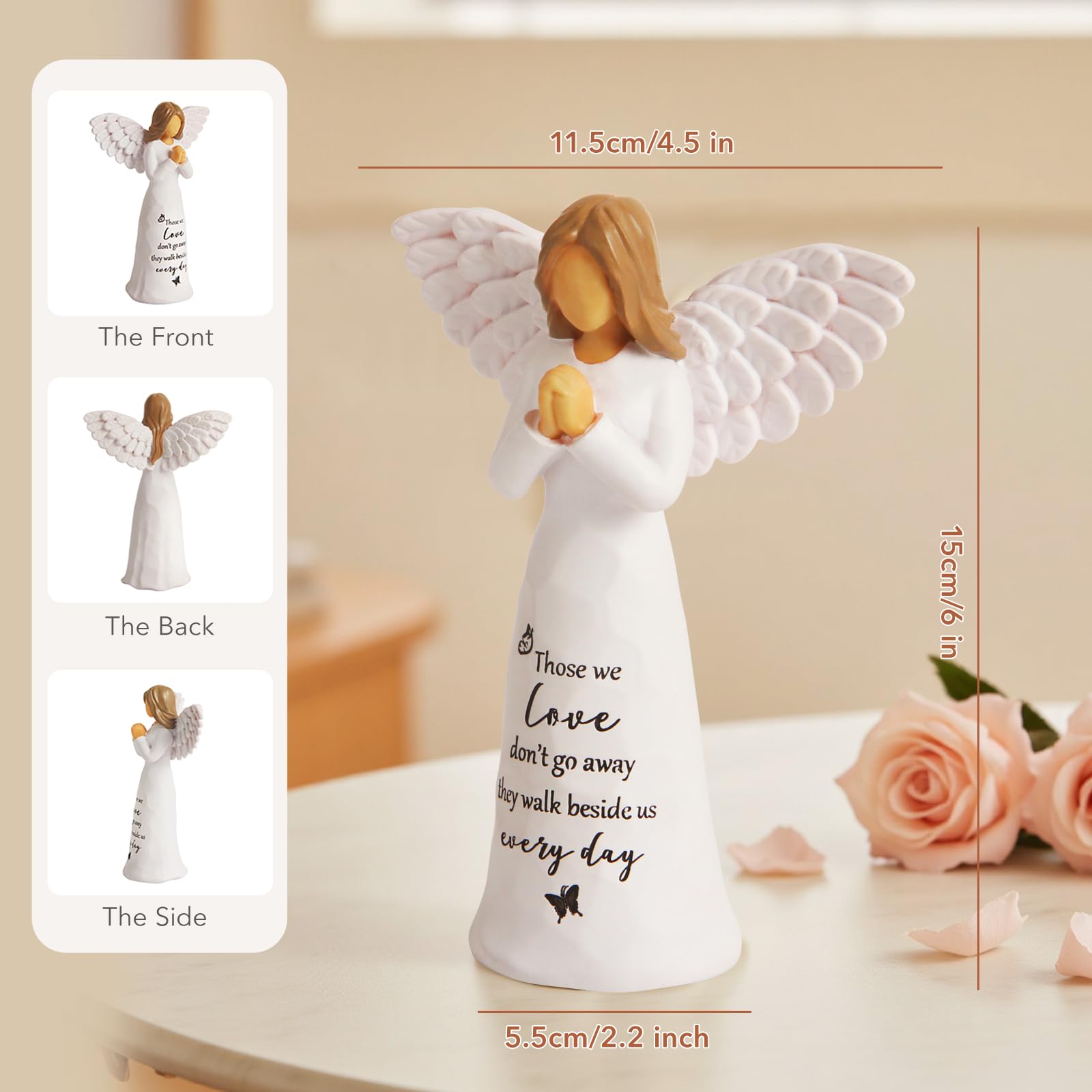 Yeegook 6-inch angel figure ideal for mantles, shelves, or desks