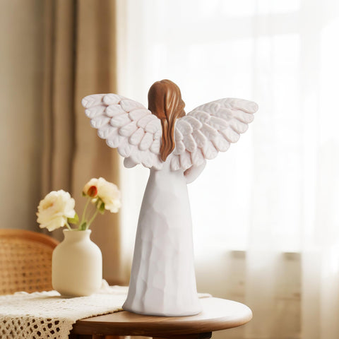 Yeegook retirement angel figurine hand-painted detail, close-up enhances display.