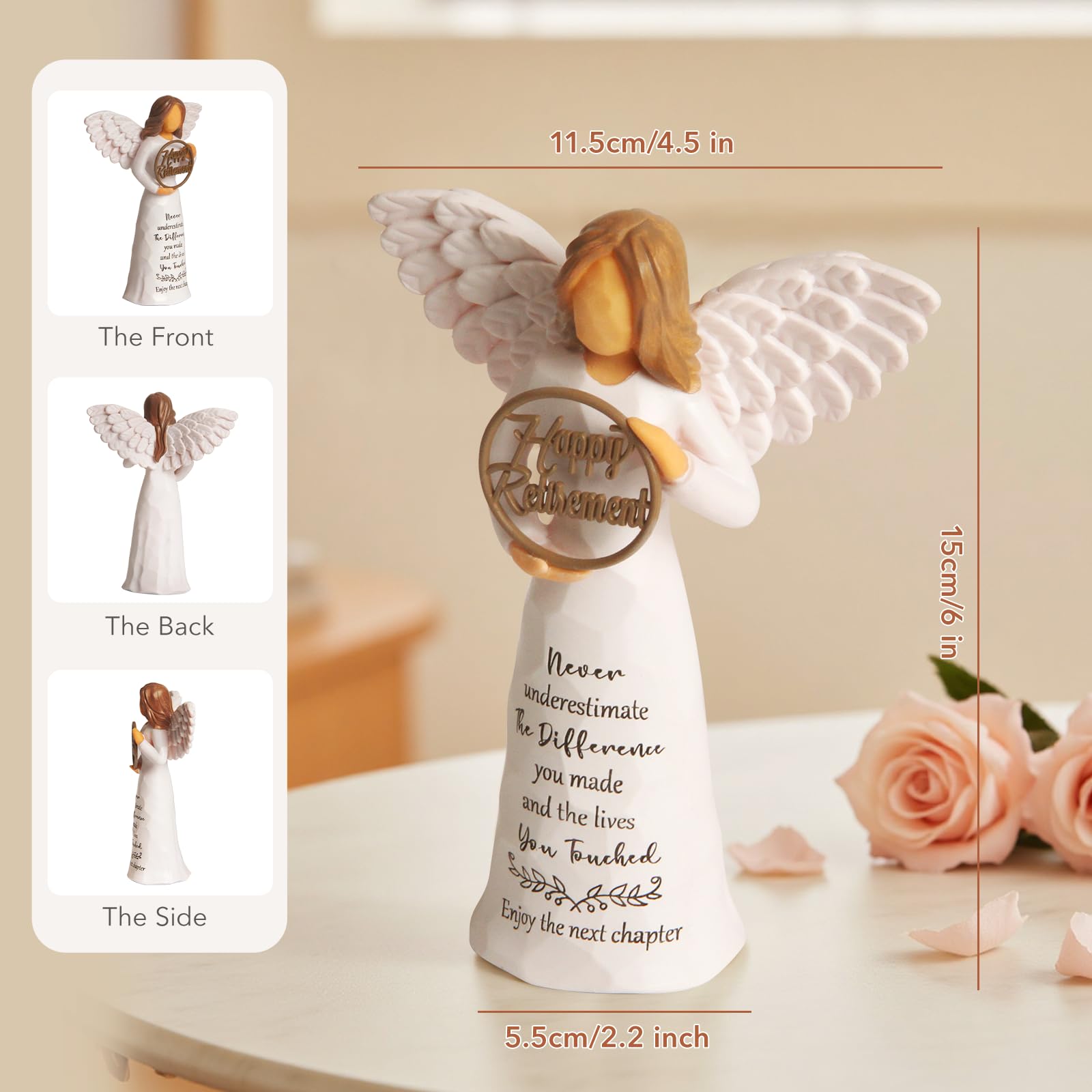 Yeegook retirement angel figurine with elegant wings, graceful keepsake.