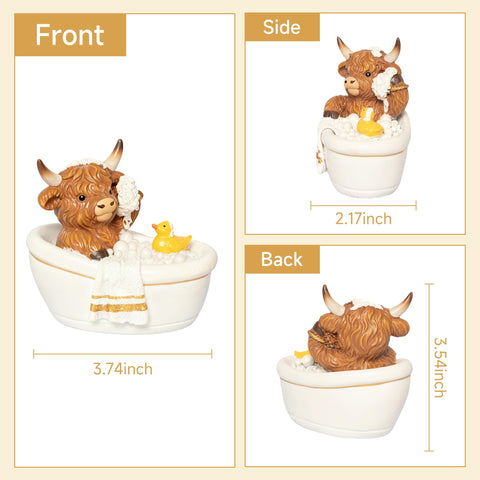 YeehaWhoo Highland Cow mini herd enhances mantels and shelves.
