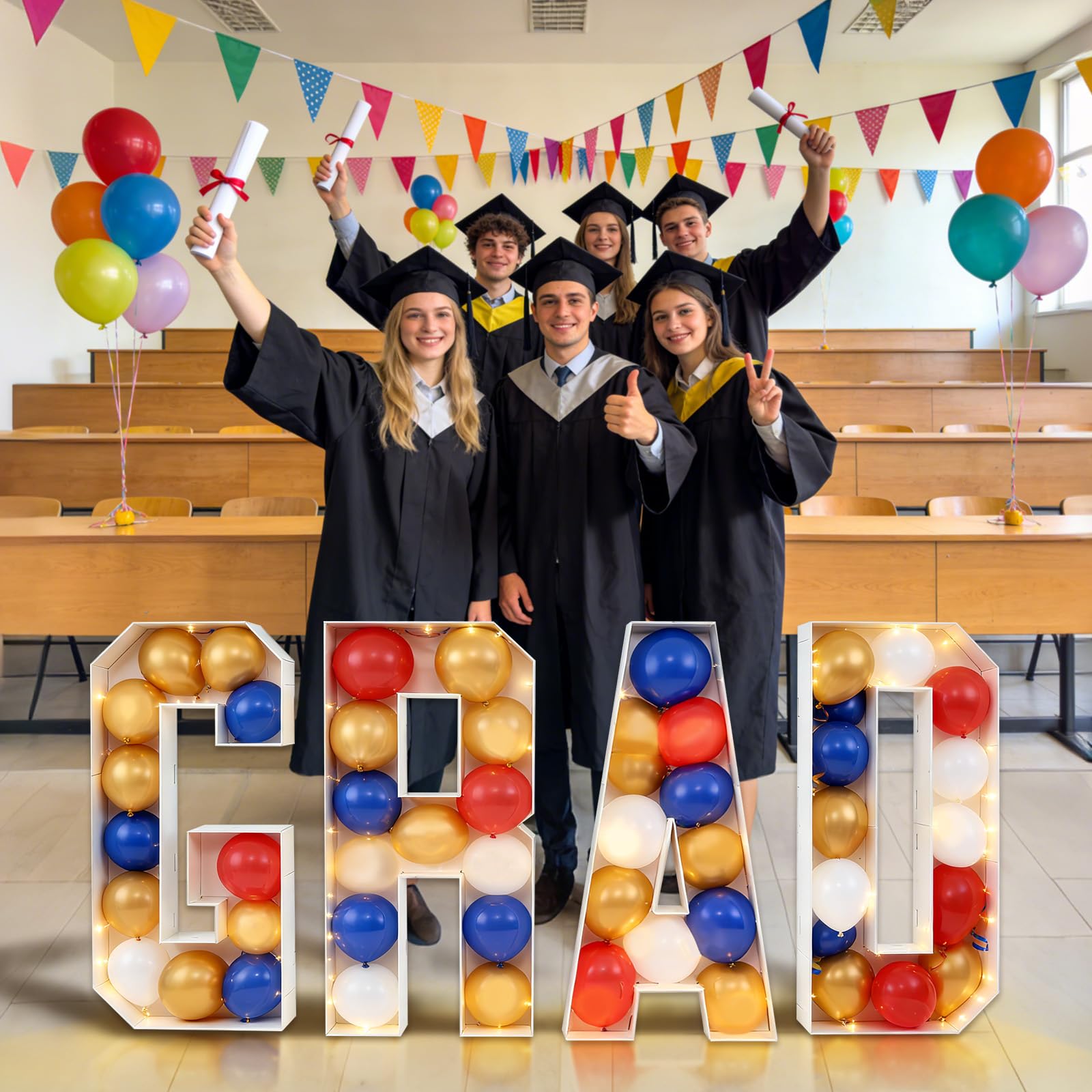 Yeenuo graduation decor doubles as a reusable photo backdrop.