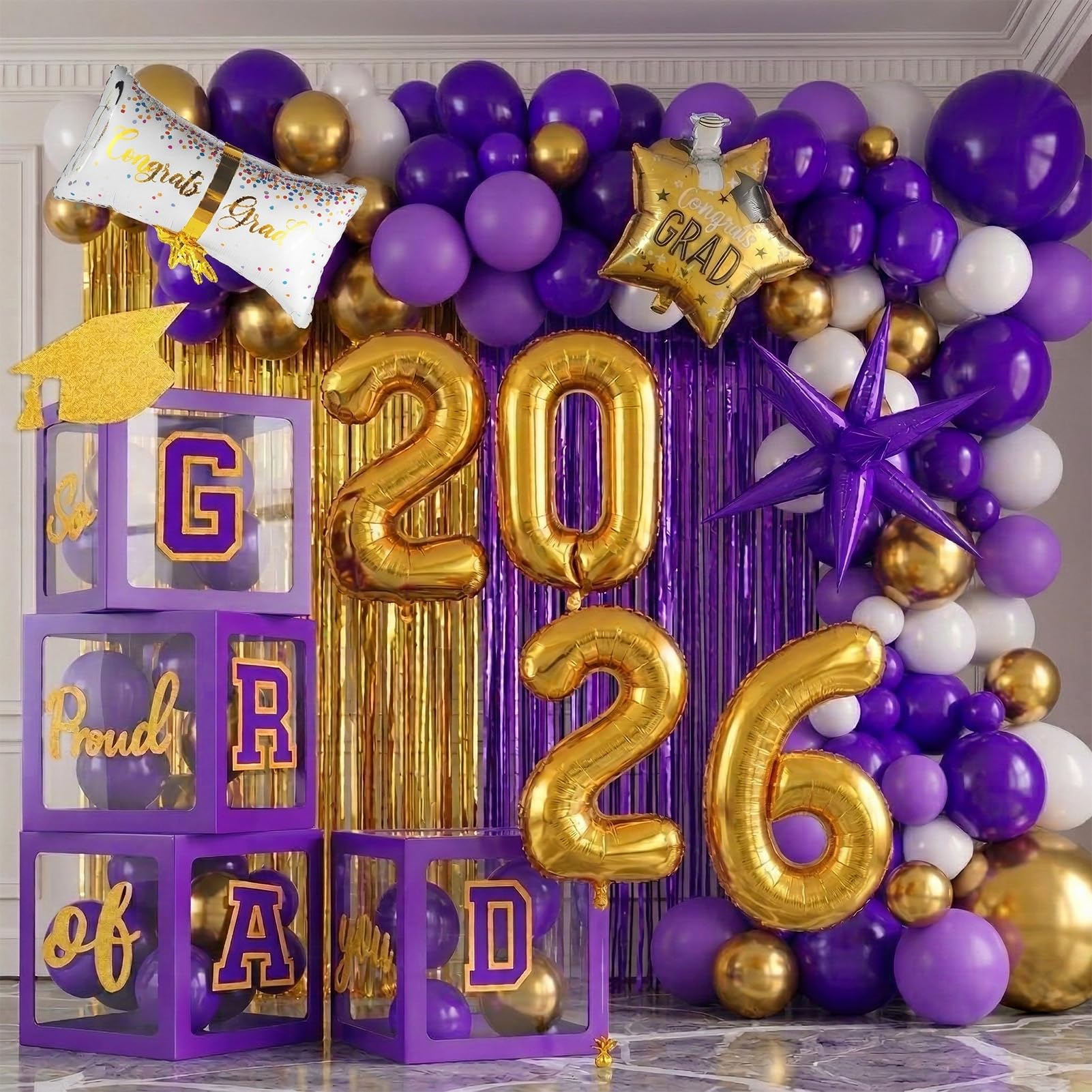 Yeewaka Grad balloon boxes create a bold graduation photo backdrop