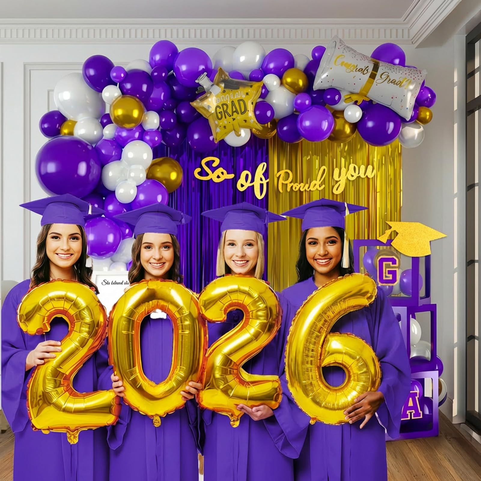 Yeewaka purple balloon arch garland frames the celebration