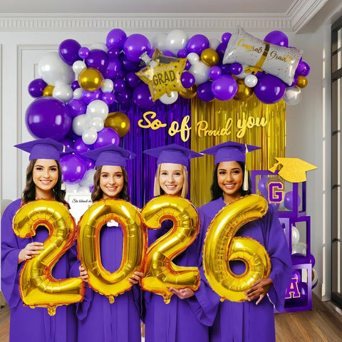Yeewaka purple balloon arch garland frames the celebration