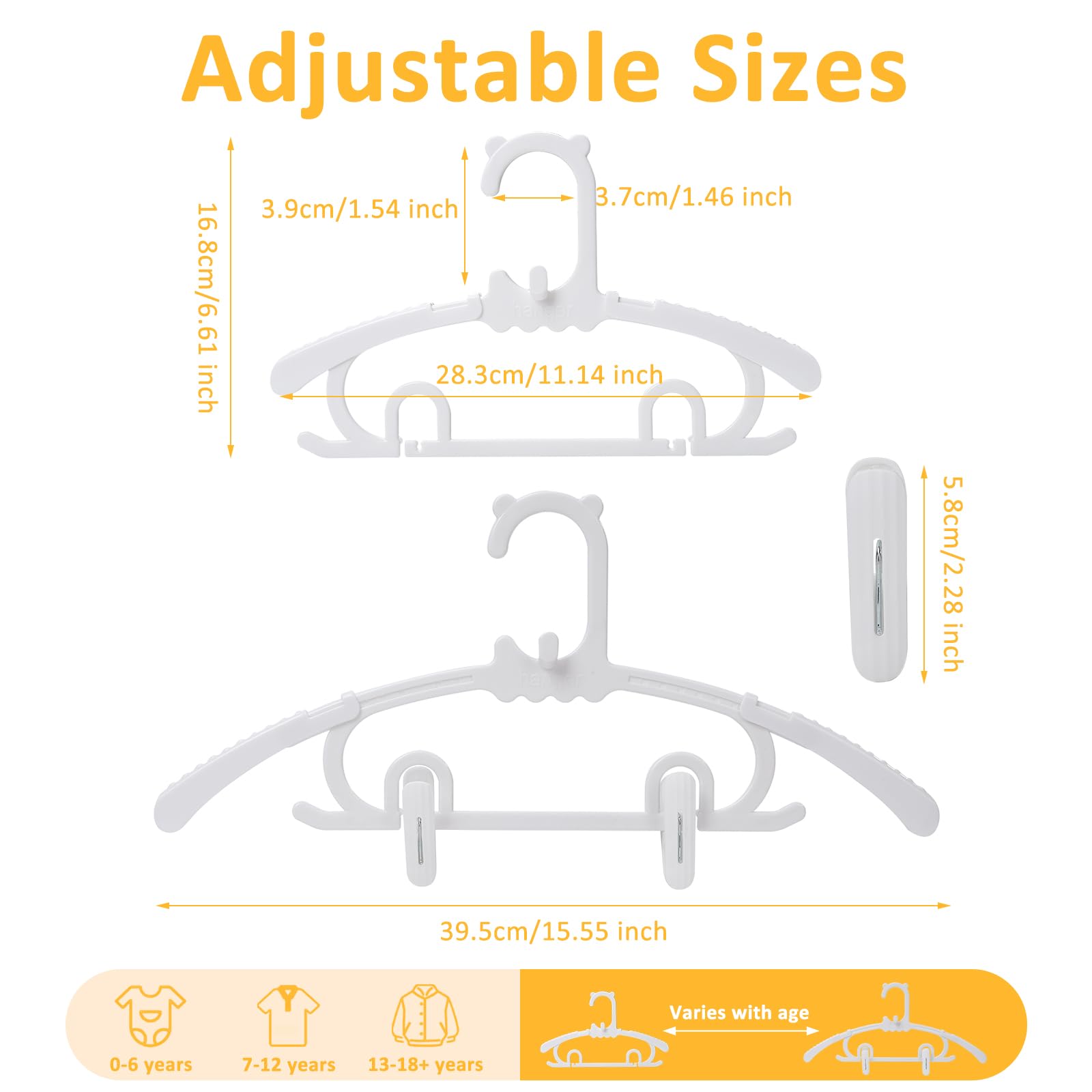 YeJieYJ adjustable kid hanger 11-15 inch fits newborn to toddler wardrobes.
