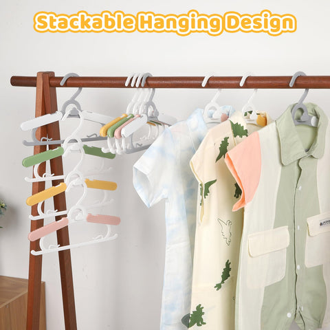 YeJieYJ stackable closet hangers maximize space in small nurseries and shared closets.