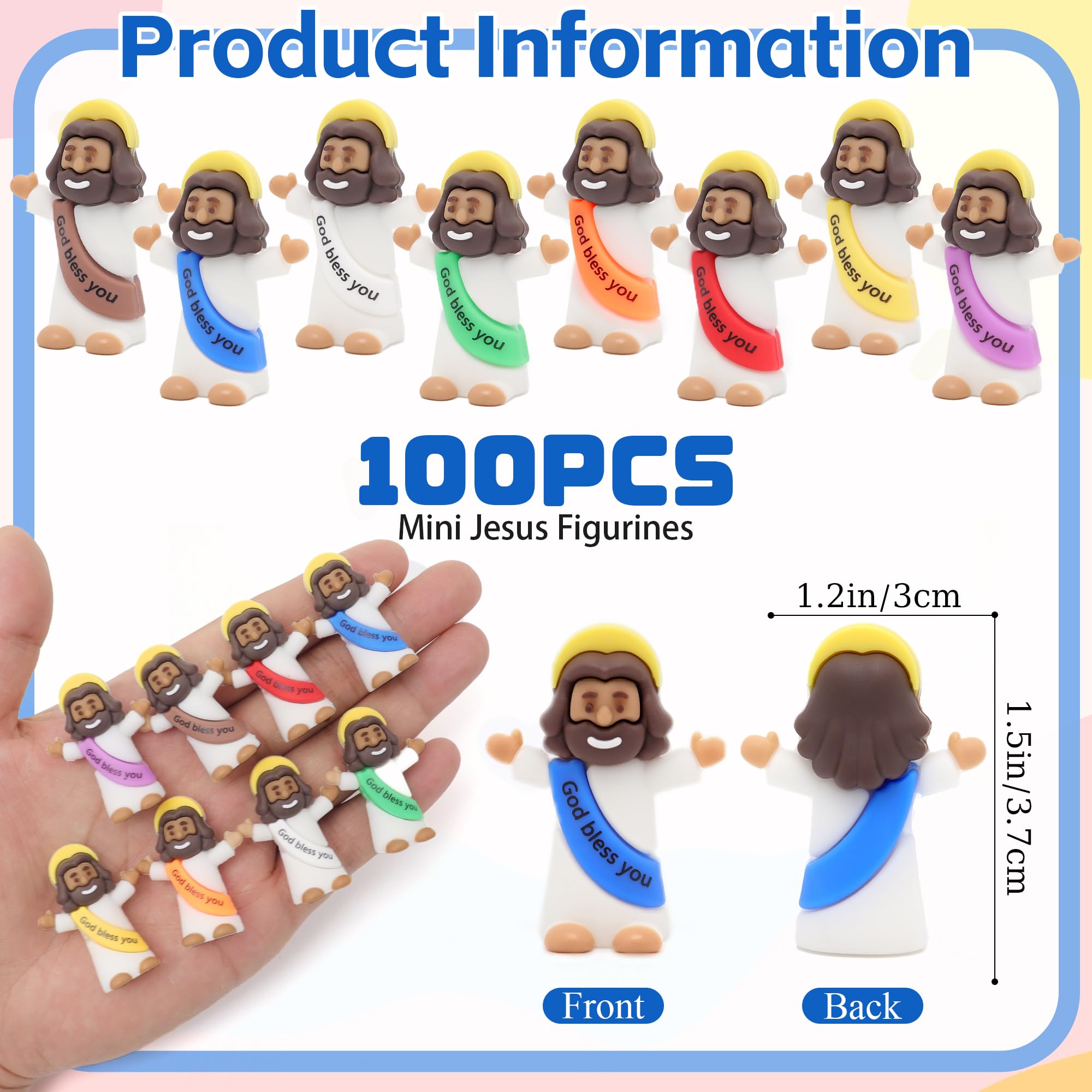 Yelakey mini Jesus figure with gold ribbon detail for special occasions.