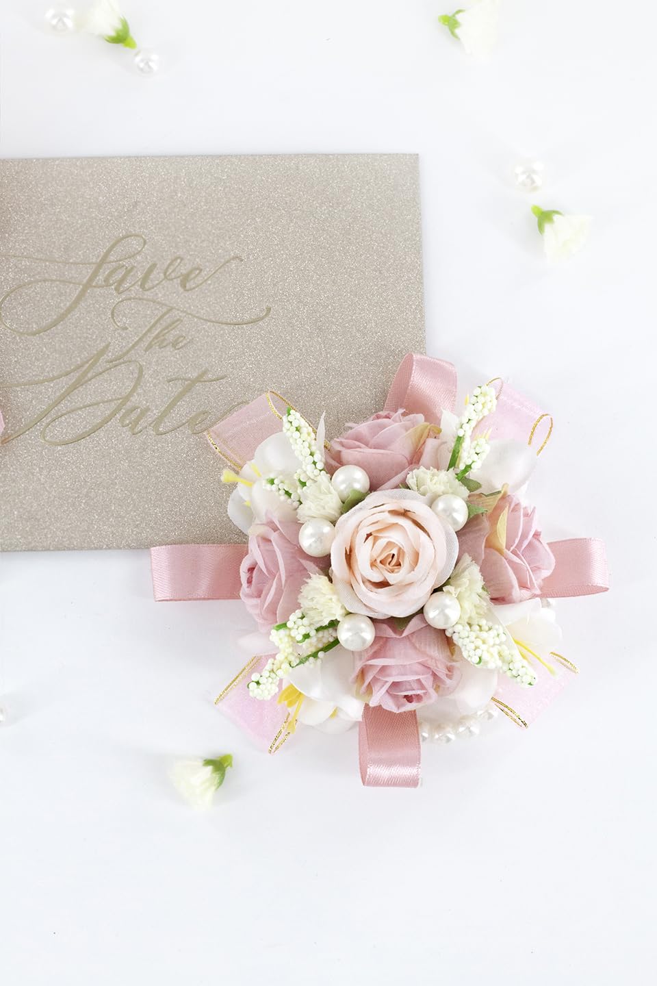 Yelinart wrist corsage elastic pearl bracelet offers comfortable all-night wear.