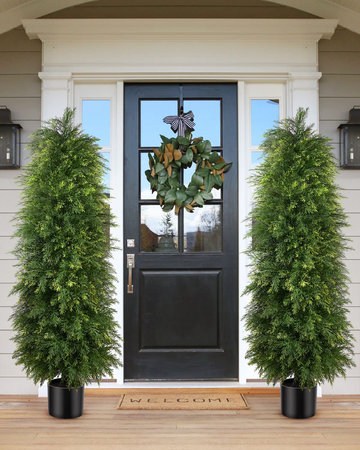 YEMMEN faux cedar topiary front door boosts curb appeal without maintenance