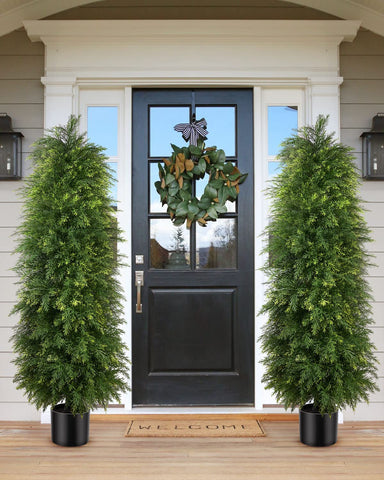 YEMMEN faux cedar topiary front door boosts curb appeal without maintenance