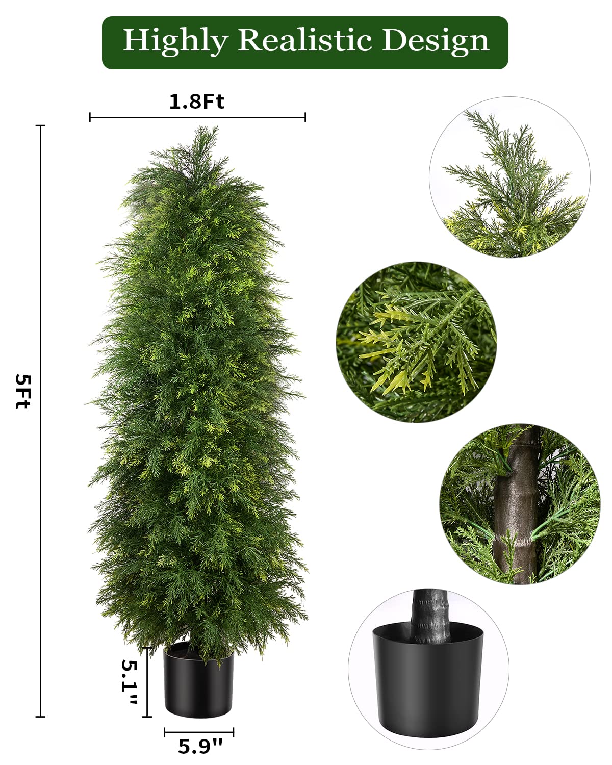 YEMMEN realistic cedar topiary bundle for stylish landscaping
