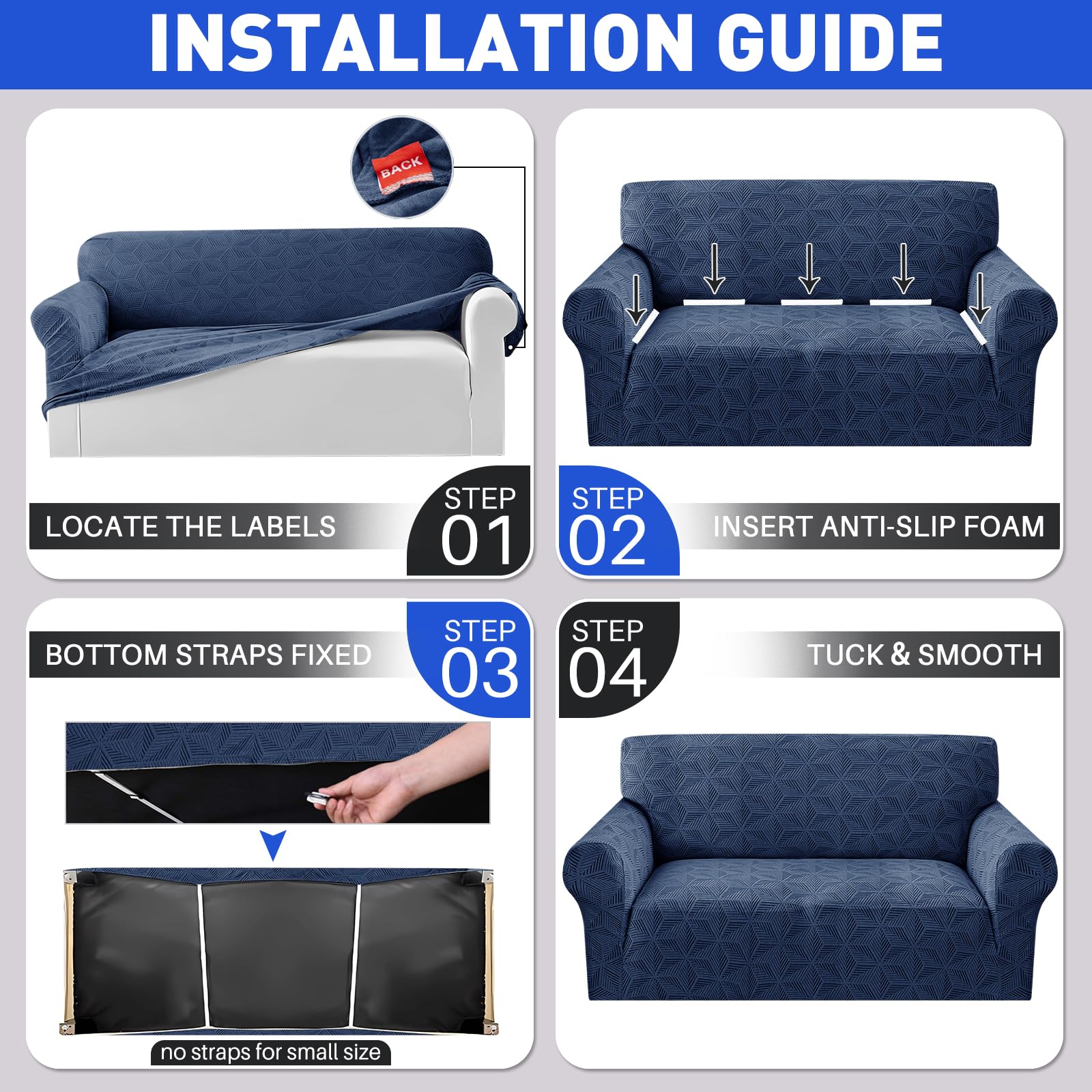 YEMYHOM navy slipcover adds timeless color while protecting upholstery