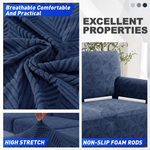 YEMYHOM non-slip buckles and foam sticks securing the cover on a sofa