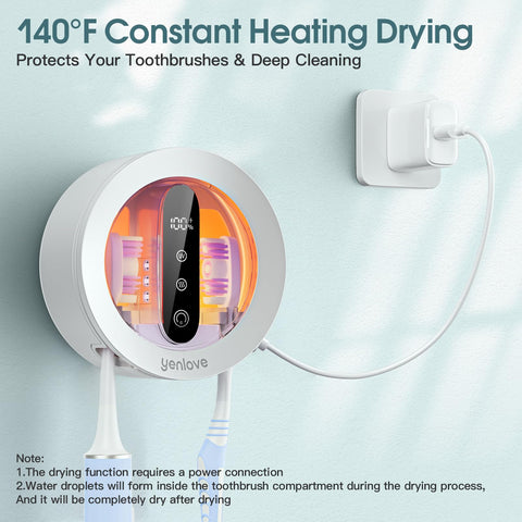 YenLove 140°F smart dryer dries toothbrushes to help keep bristles dry.