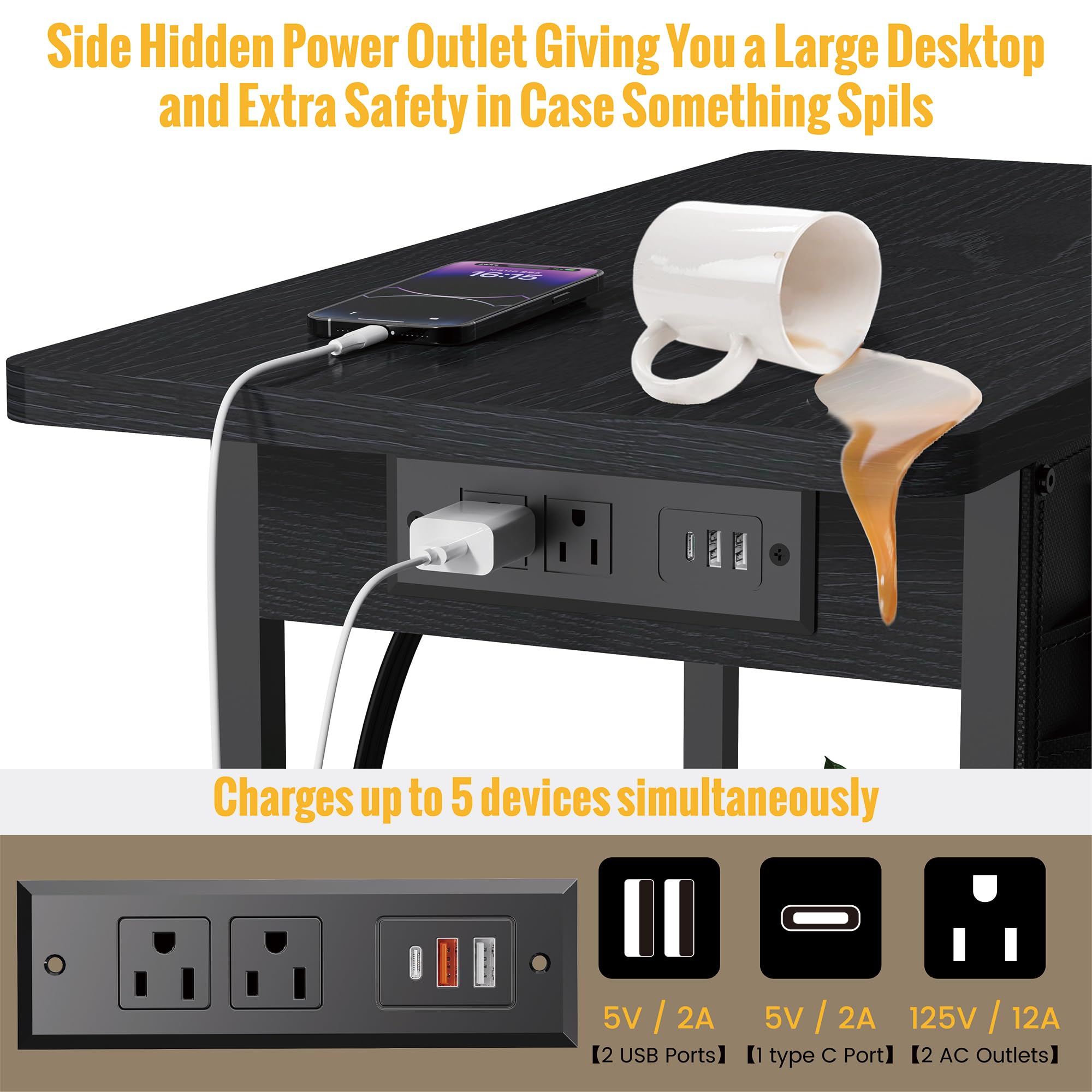 Yenlure narrow nightstand with front pocket keeps remotes and magazines organized.