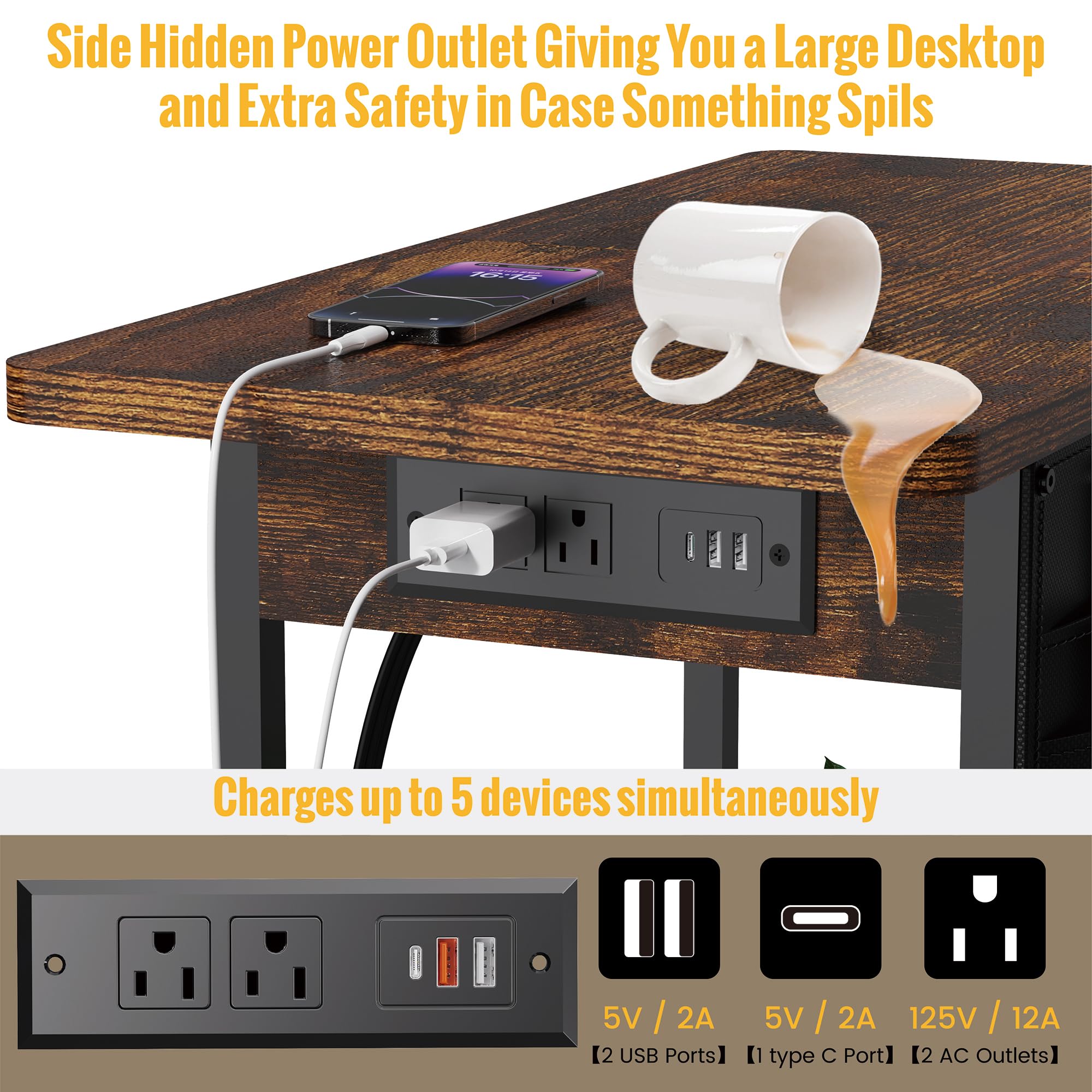 Yenlure narrow nightstand with pocket storage keeps remotes and magazines organized