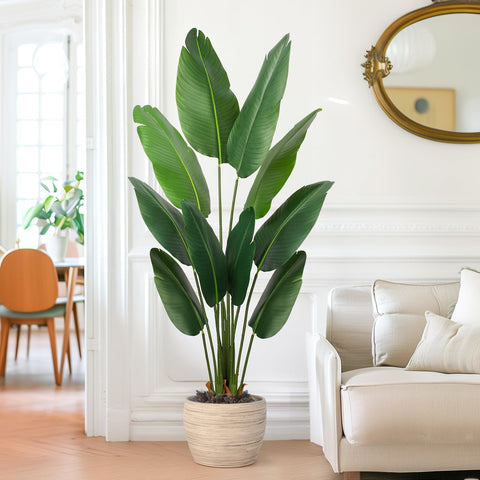 Yepdin Artificial palm tree in plastic pot, durable decor for all seasons.