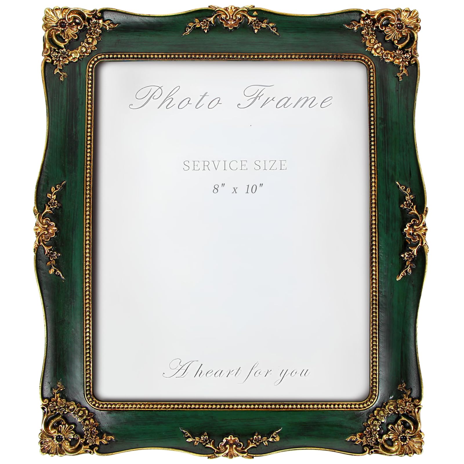 YEPOTUE vintage frame 8x10 green ornate showcases cherished memories on a wall or table.