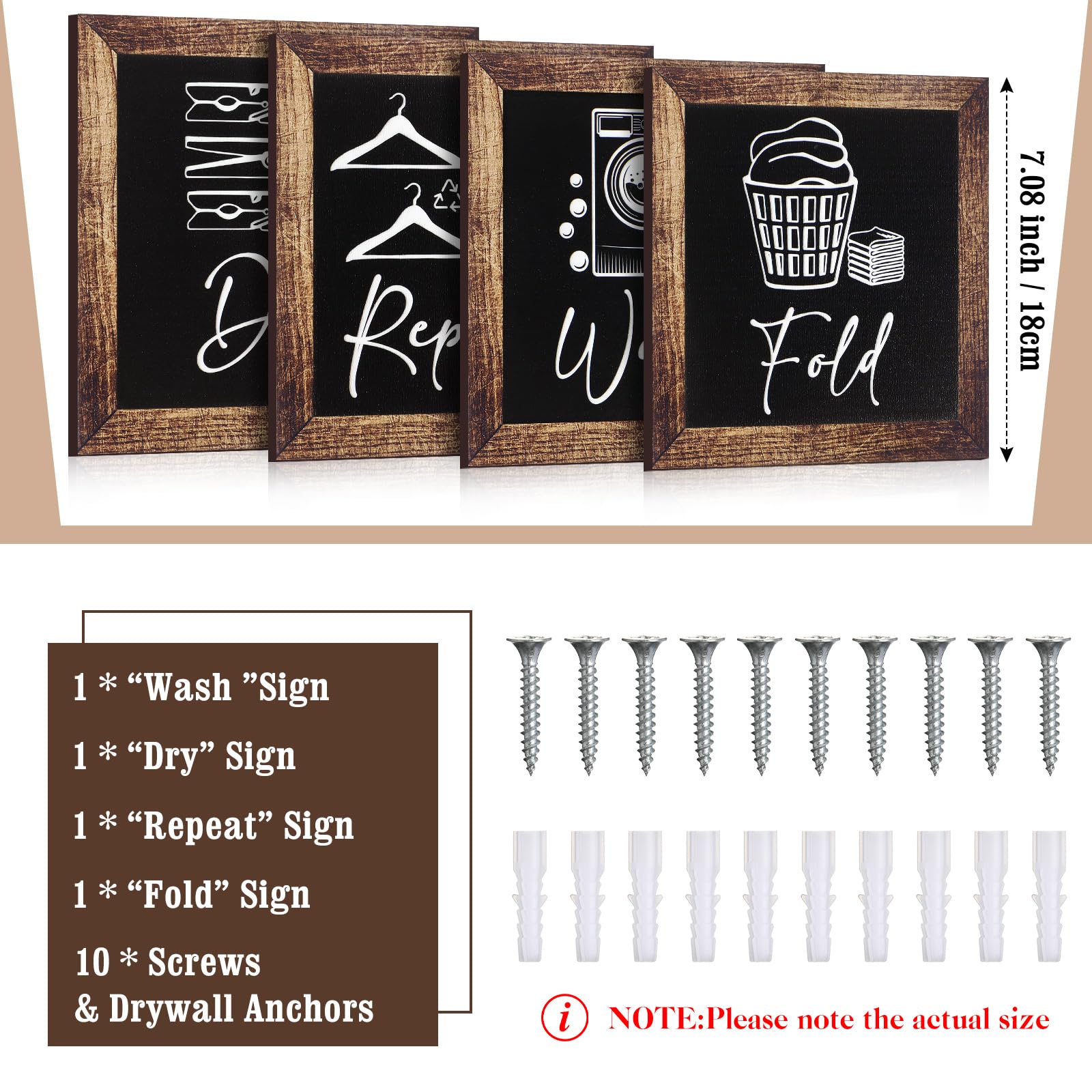 Yerliker fold sign wooden decor enhances organized laundry spaces.