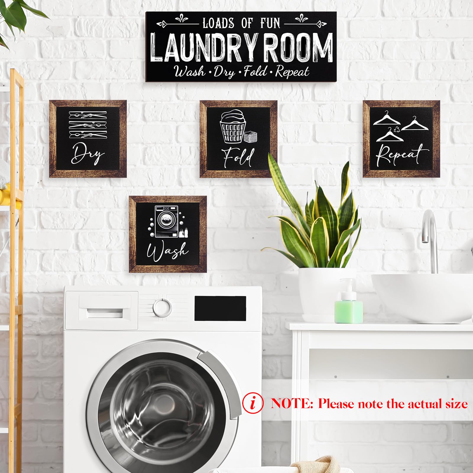 Yerliker laundry room sign wooden decor complements farmhouse interiors.
