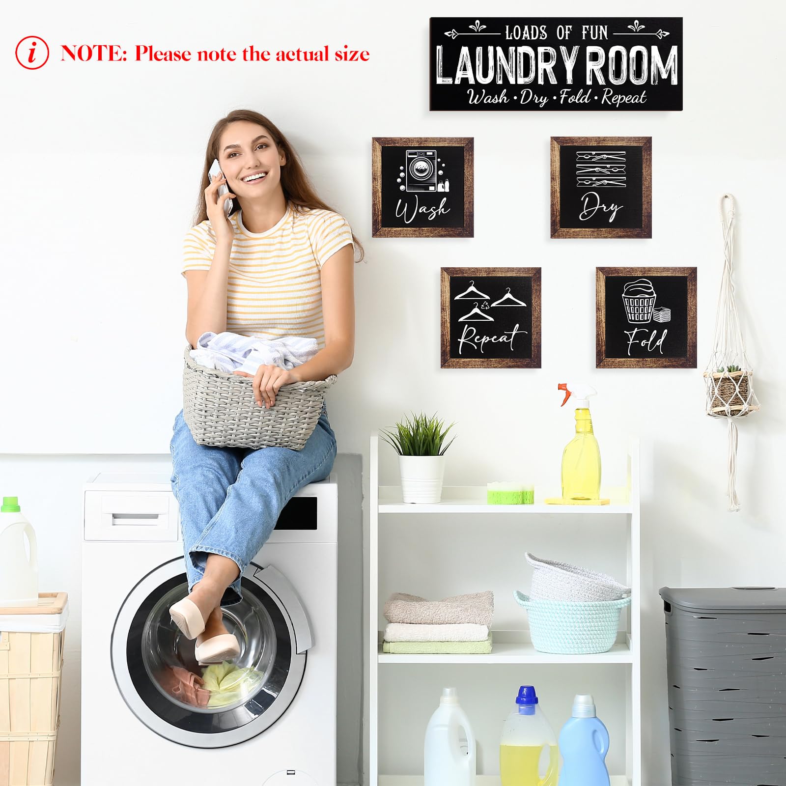 Yerliker rustic wall art laundry sign boosts wall appeal.