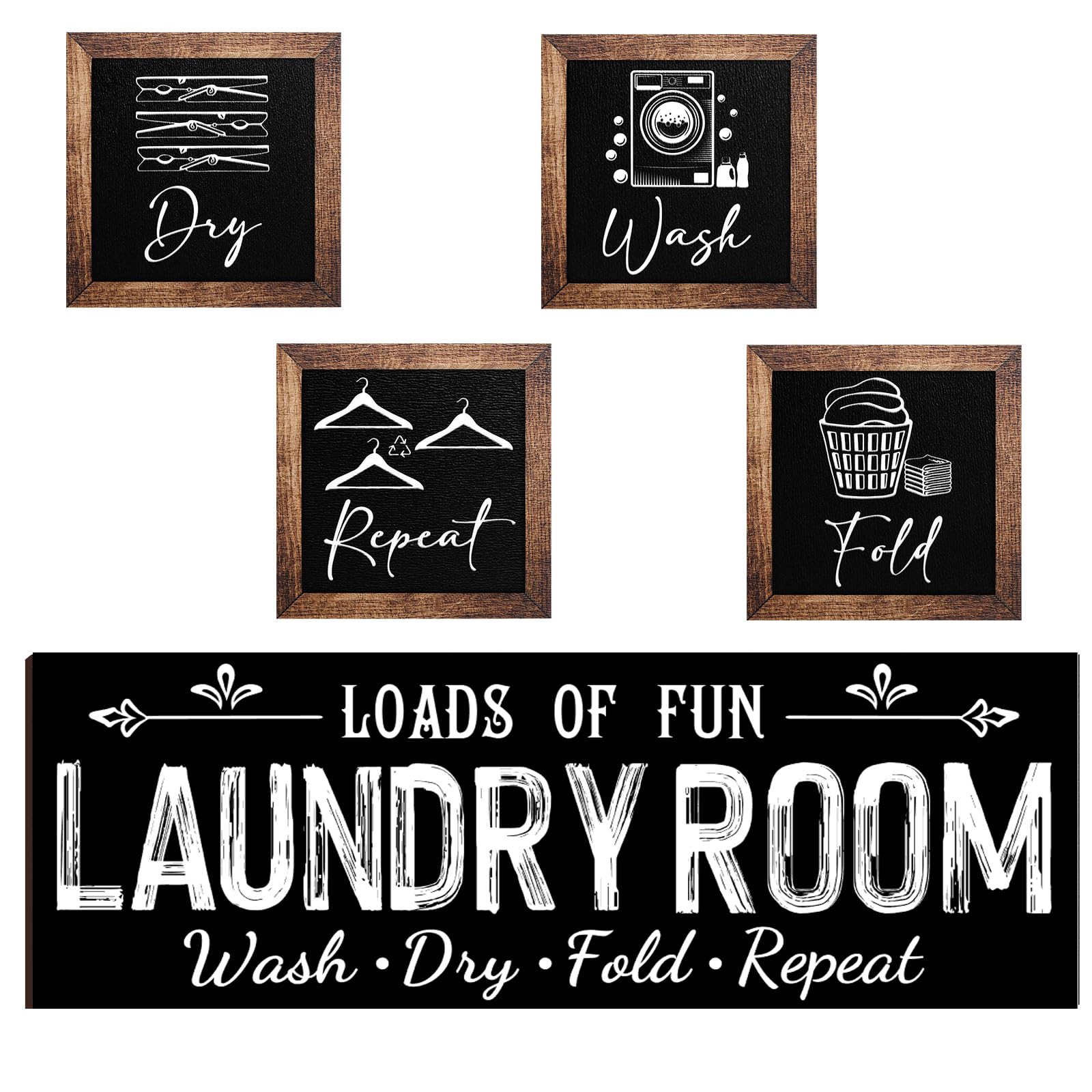 Yerliker wash sign wooden decor for laundry room adds rustic charm.