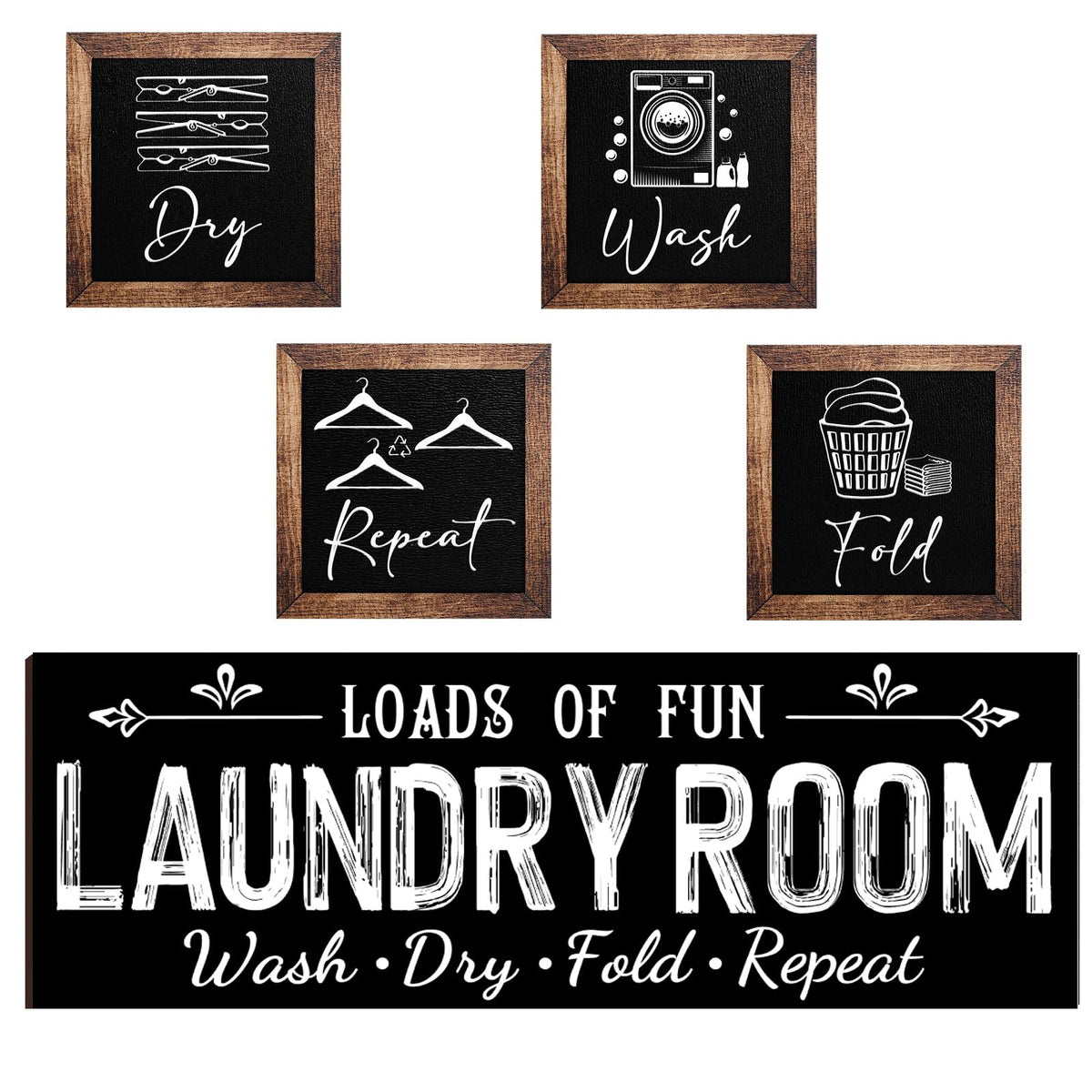 Yerliker wash sign wooden decor for laundry room adds rustic charm.