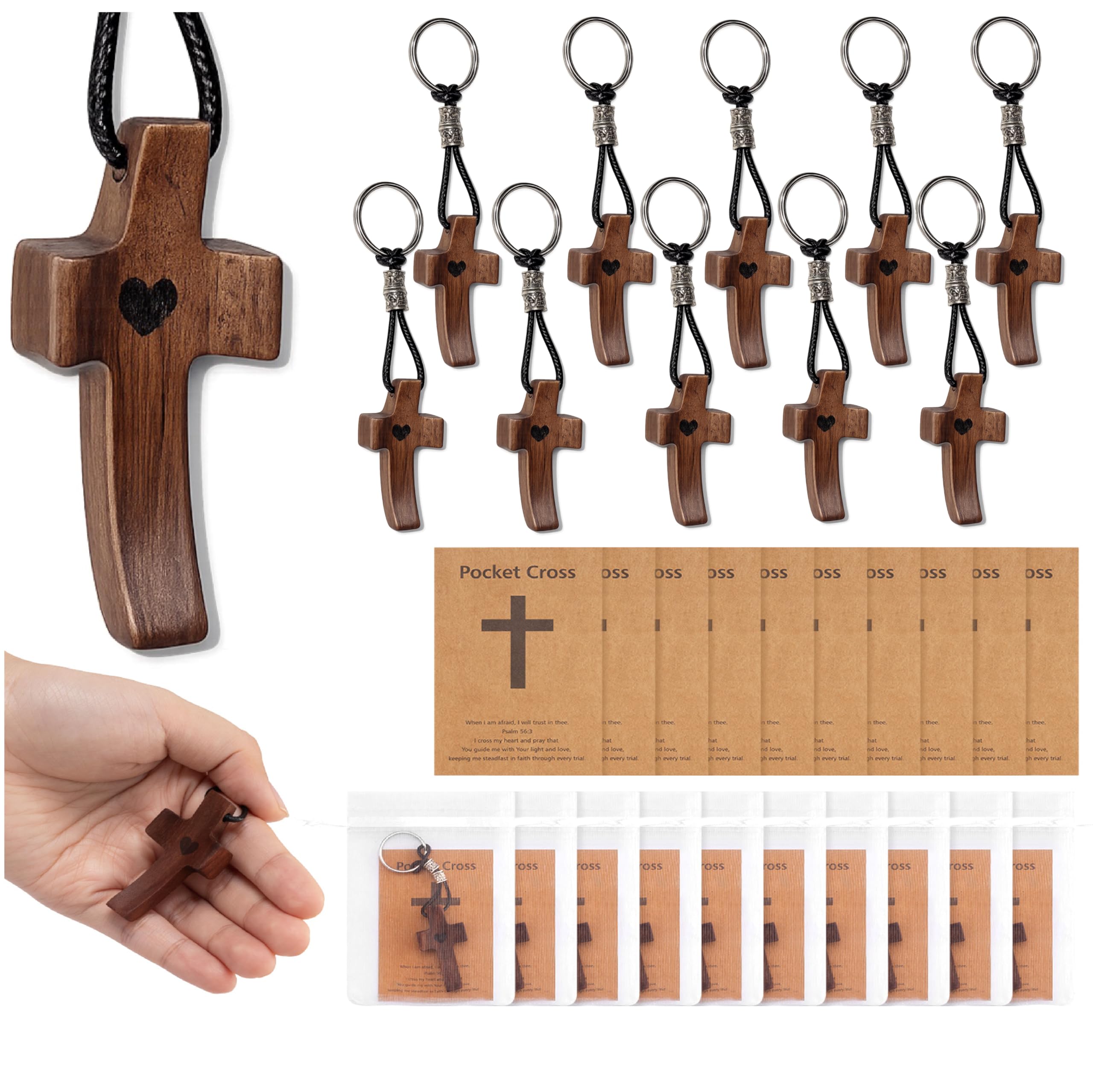 Yerose pocket wooden cross fidget keychain offers tactile focus on the go