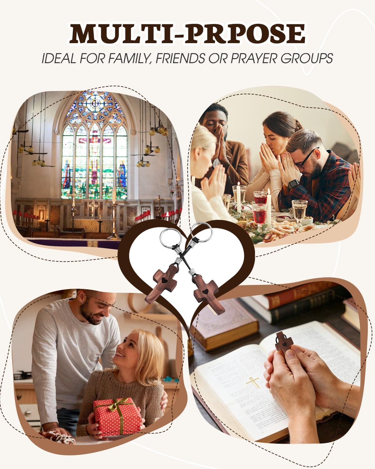 Durable cross with organza bag and prayer card for gifting